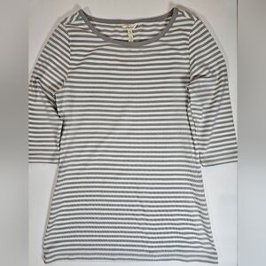 Matilda Jane Womens T-Shirt Small Grey White‎ Striped Stretchy Casual Loungewear